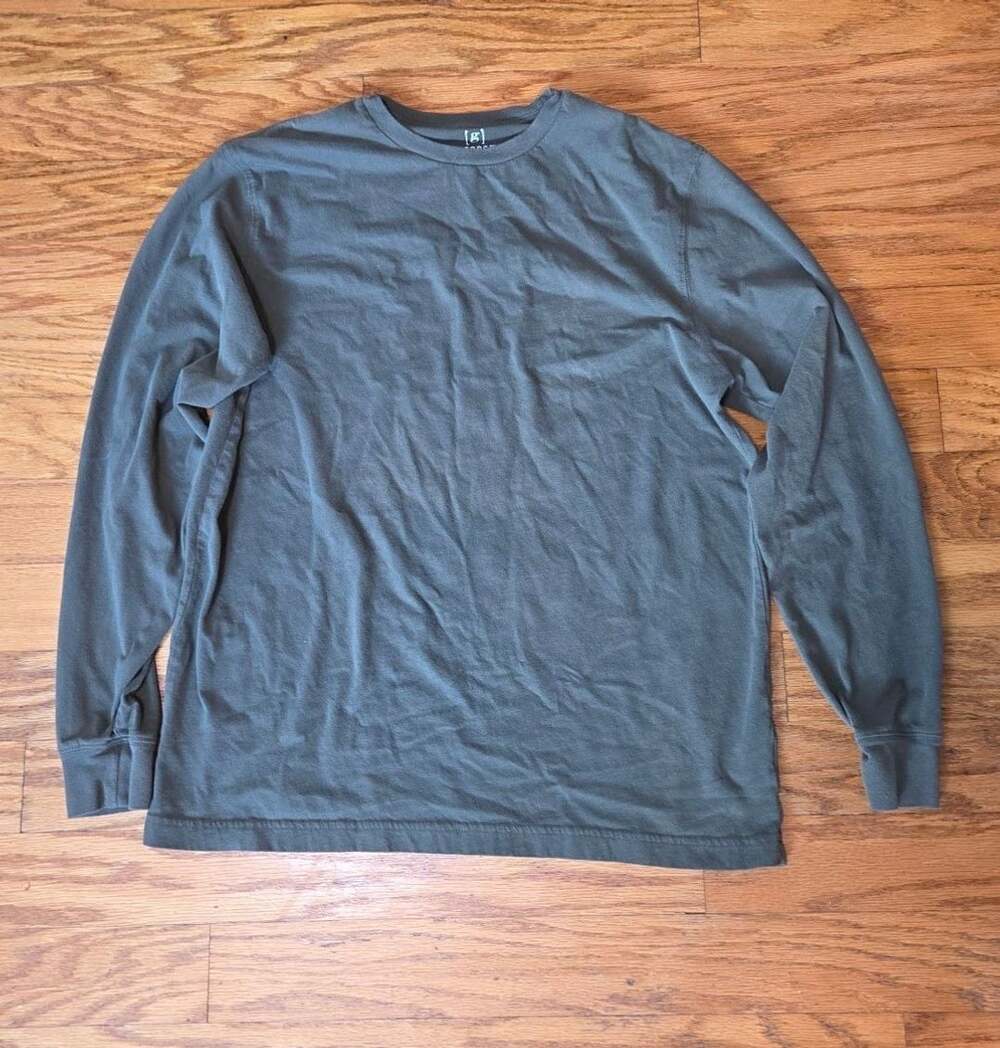 George Men's Washed Long Sleeve Crew Neck T-Shirt Size L 42-44 Olive Green